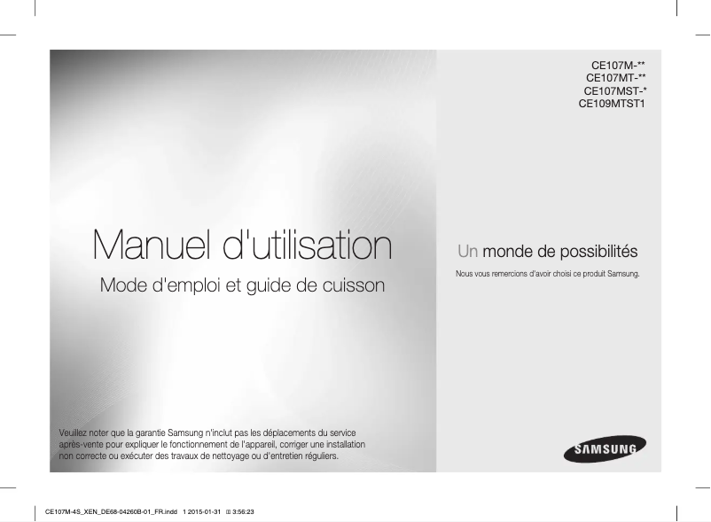 Page 1 de la notice Manuel utilisateur Samsung CE107MTR-B