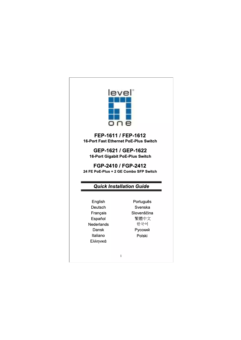 Page 1 de la notice Manuel utilisateur LevelOne FGP-2412