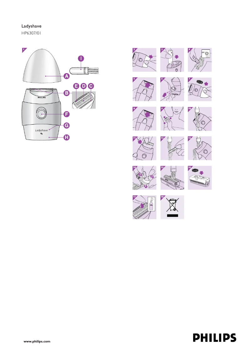 Page 1 de la notice Manuel utilisateur Philips Ladyshave HP6307