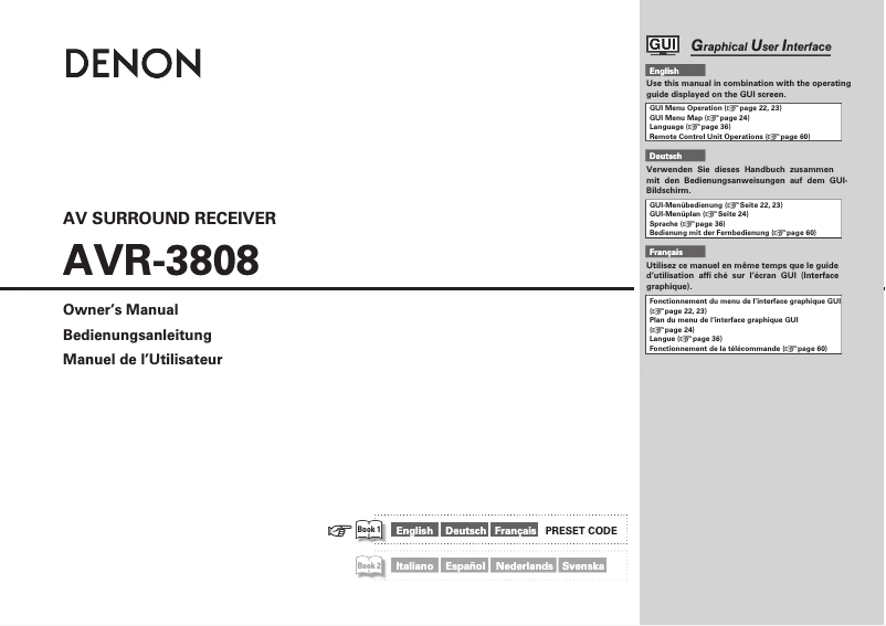Page 1 de la notice Manuel utilisateur Denon AVR-3808