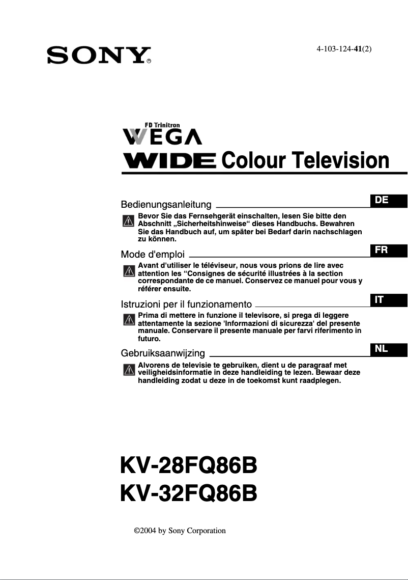 Page 1 de la notice Manuel utilisateur Sony KV-32FQ86B