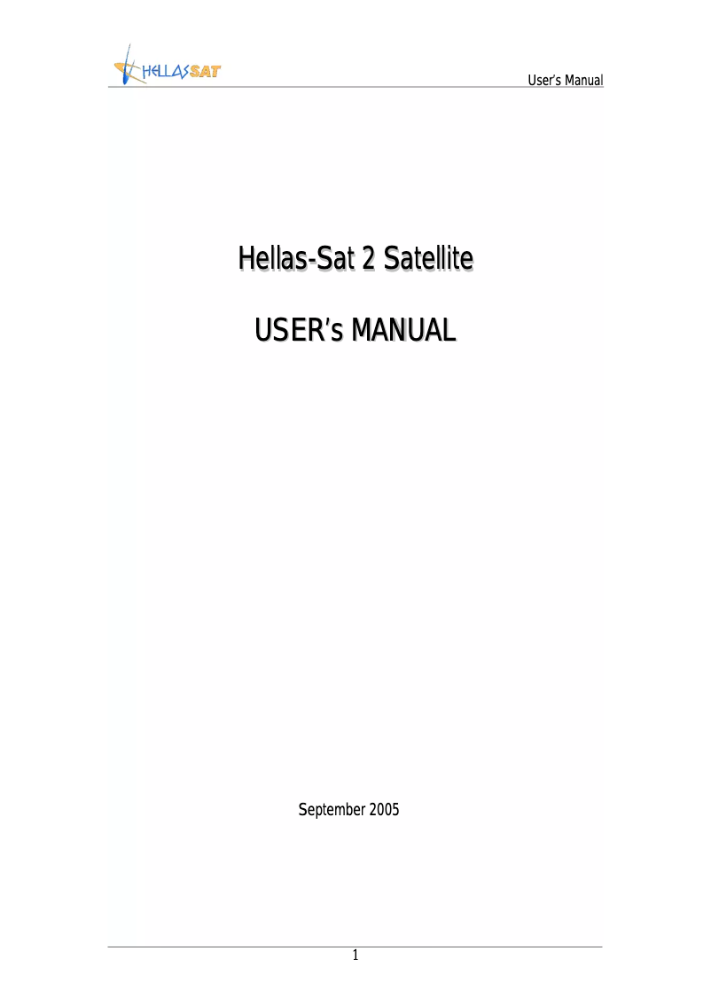 Page n°1 - Manuel utilisateur Hellassat 2 Satellite