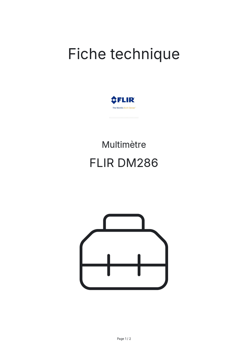 Page n°1 - Fiche technique FLIR DM286