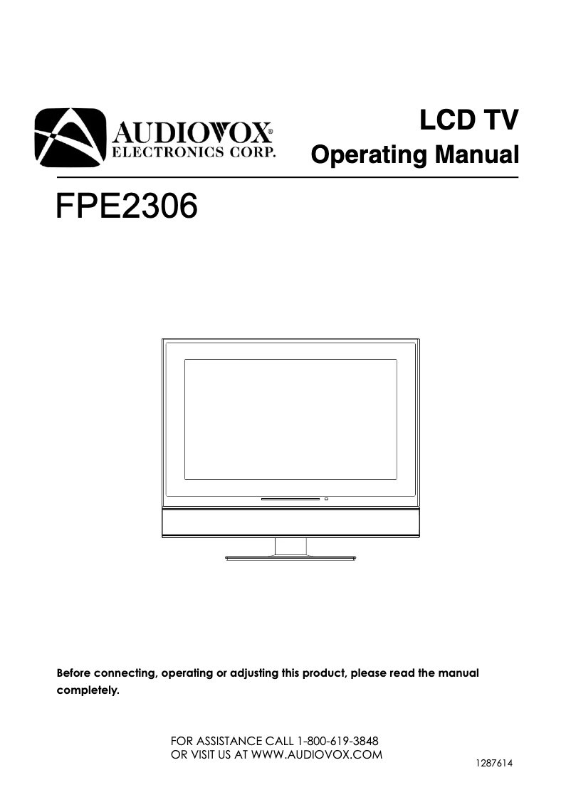 Page n°1 - Manuel utilisateur VOXX FPE2306