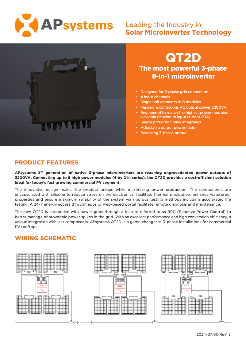 Page 1 de la notice Fiche technique APsystems QT2D