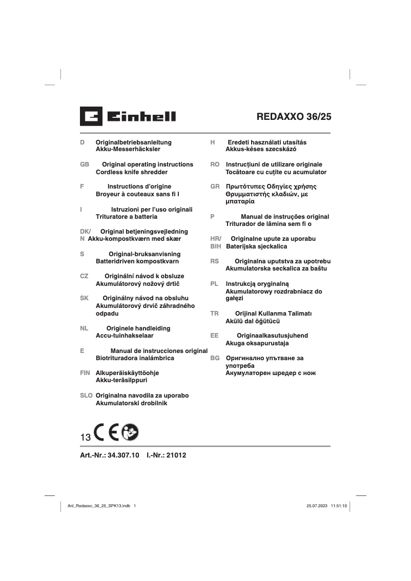 Página 1 del manual Manual de usuario Einhell REDAXXO 36/25