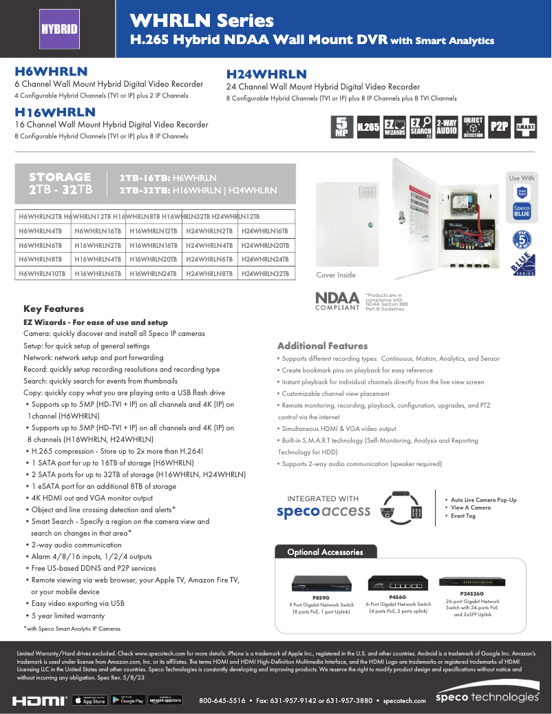 Page n°1 - Fiche technique Speco Technologies H16WHRLN