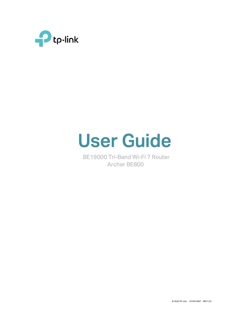 Page n°1 - Guide d'installation TP-Link Archer BE800