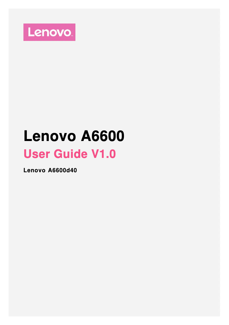 Page 1 de la notice Manuel utilisateur Lenovo A6600