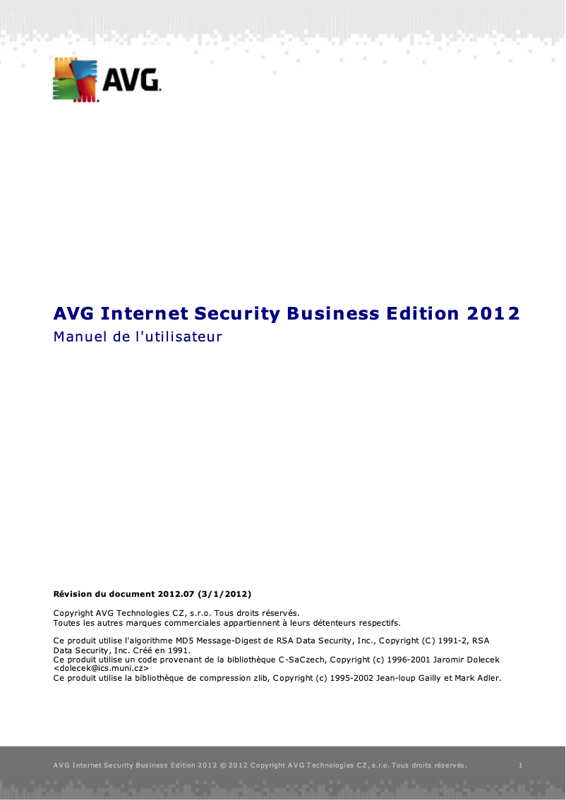 Página 1 del manual Manual de usuario AVG Internet Security Business Edition (2012)