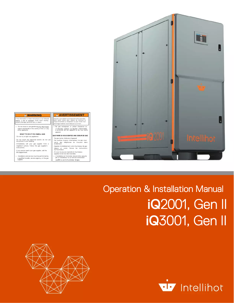 Page 1 de la notice Manuel utilisateur Intellihot iQ3001 Gen II