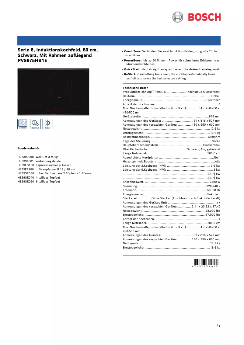 Imagen de la primera página del manual del dispositivo PVS875HB1E