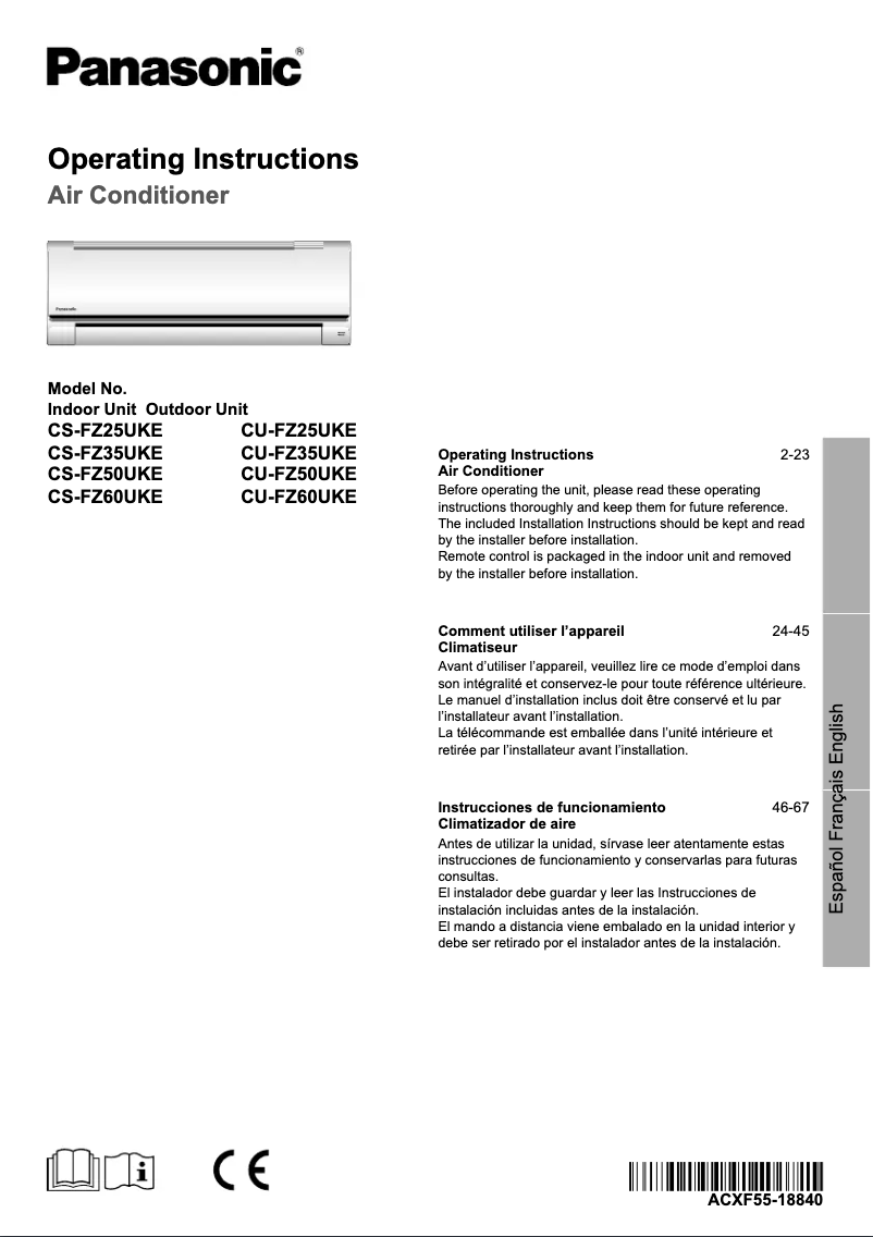 Image de la première page du manuel de l'appareil CU-FZ35UKE