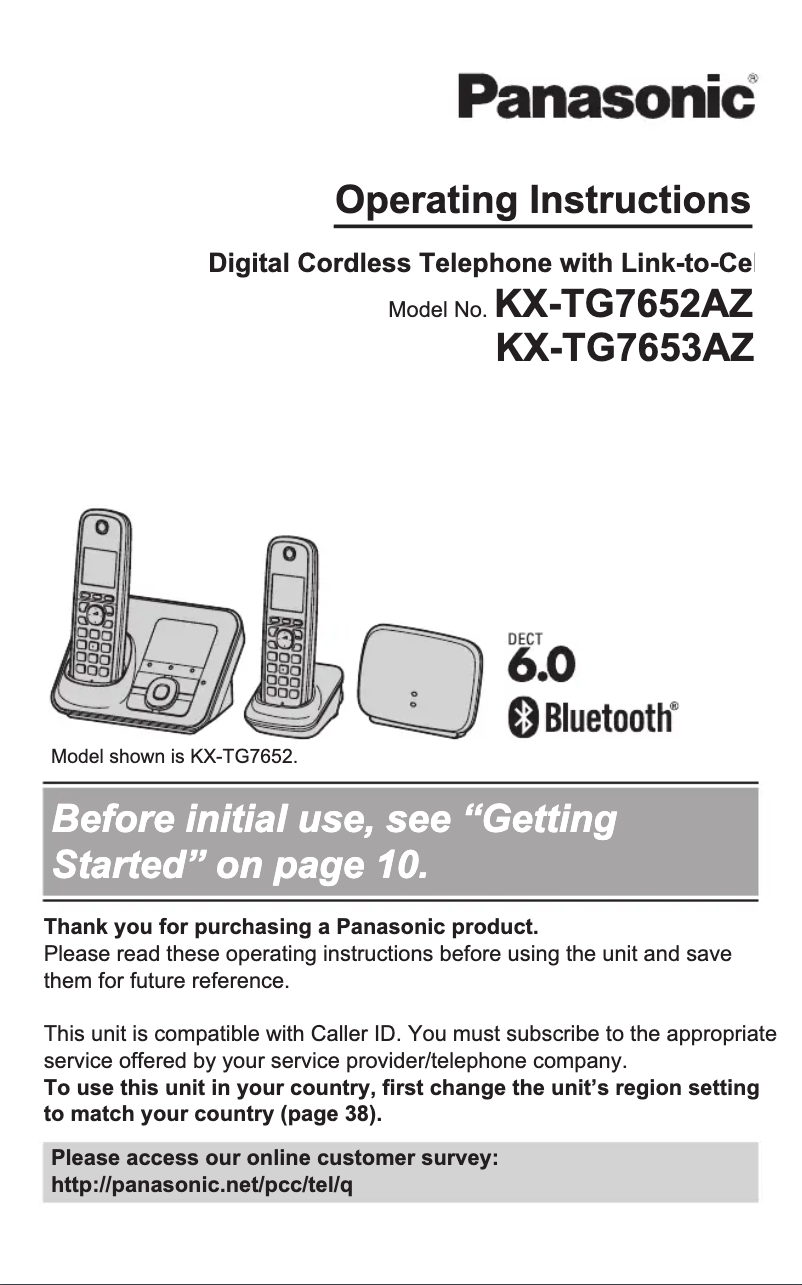 Imagen de la primera página del manual del dispositivo KX-TG7652