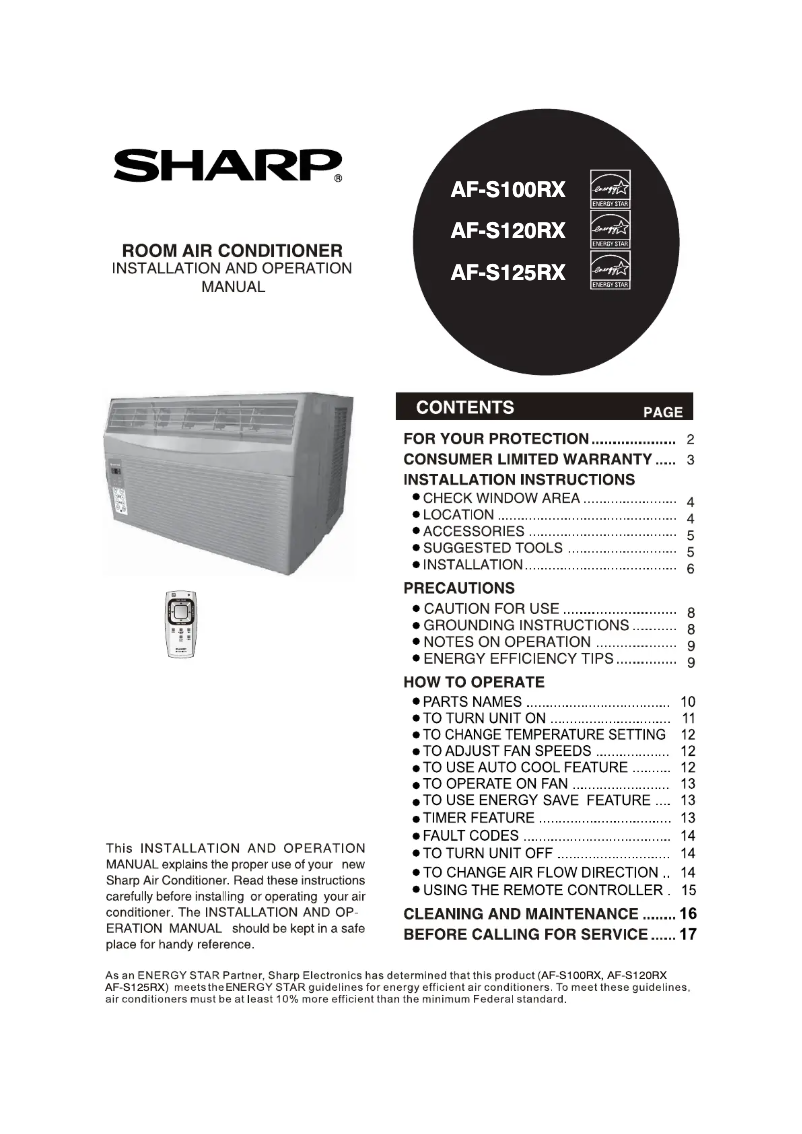 Page n°1 - Mode d'emploi Sharp AFS120RX