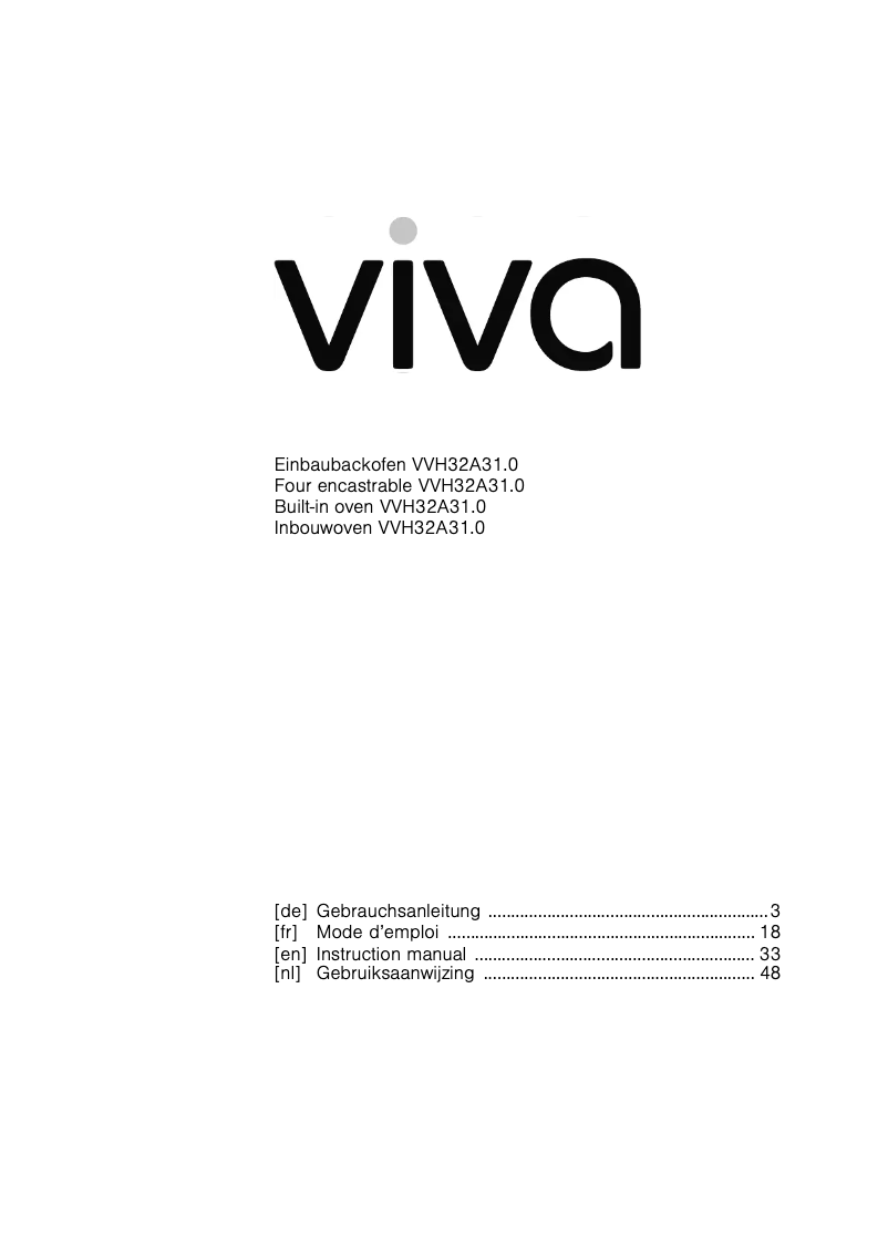 Page 1 de la notice Manuel utilisateur Viva VVH32A3150