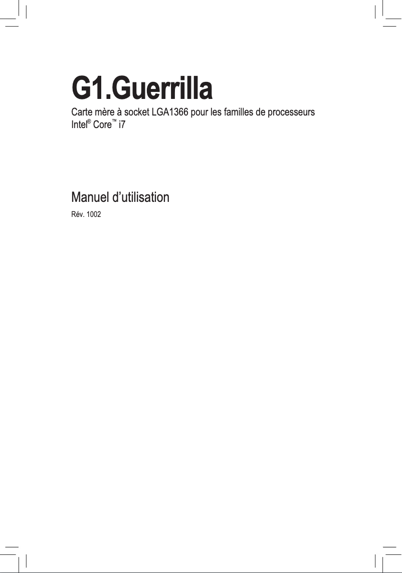Page 1 de la notice Manuel utilisateur Gigabyte G1.Guerrilla