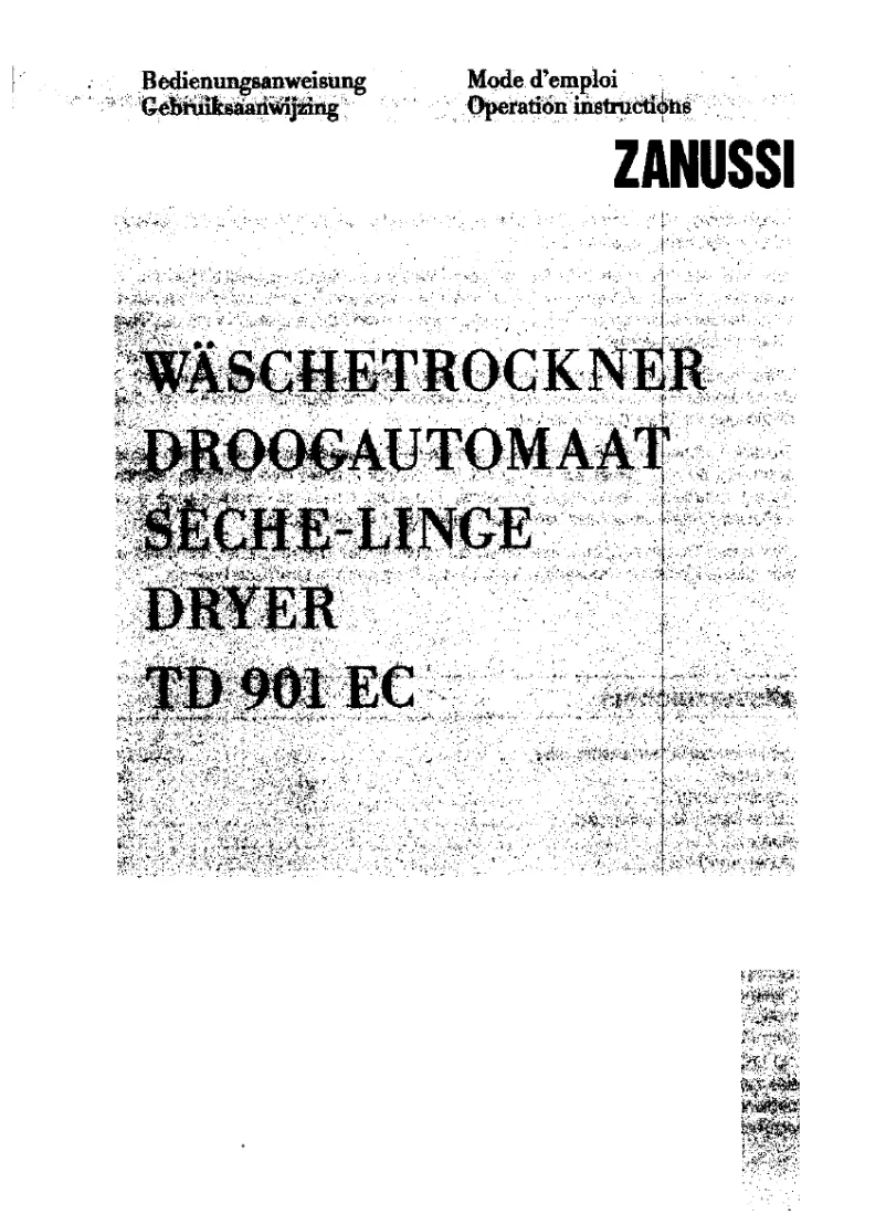 Page n°1 - Manuel utilisateur Zanussi TD 901 ec