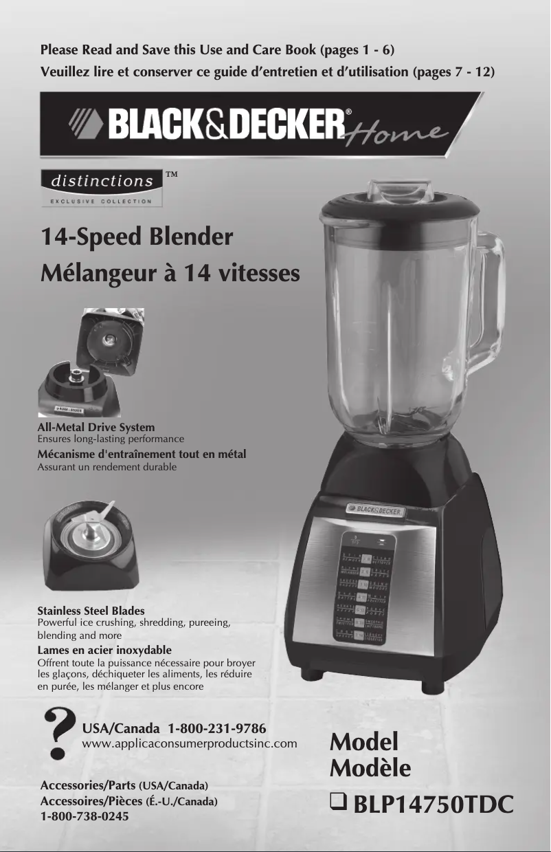 Page 1 de la notice Manuel utilisateur Black & Decker BLP14750TDC