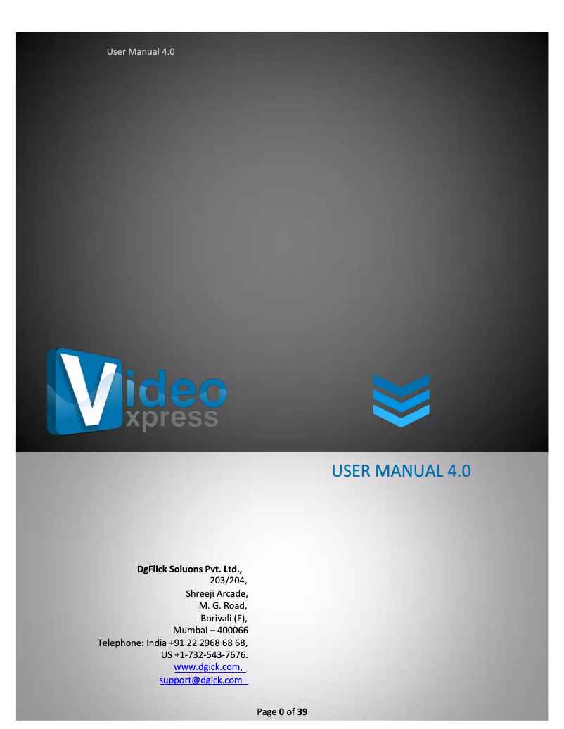 Page 1 de la notice Manuel utilisateur DgFlick Video Xpress