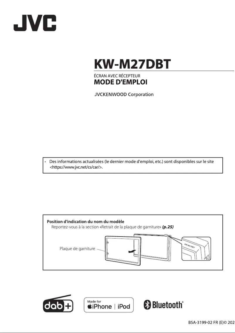 Page 1 de la notice Manuel utilisateur JVC KW-M27DBT
