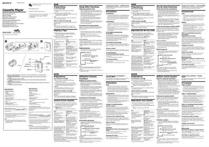 Page 1 de la notice Manuel utilisateur Sony WM-EX521S