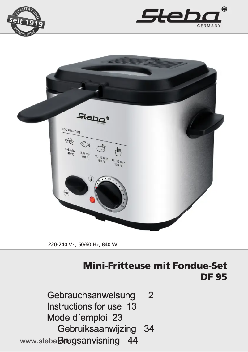 Page n°1 - Manuel utilisateur Steba DF 95