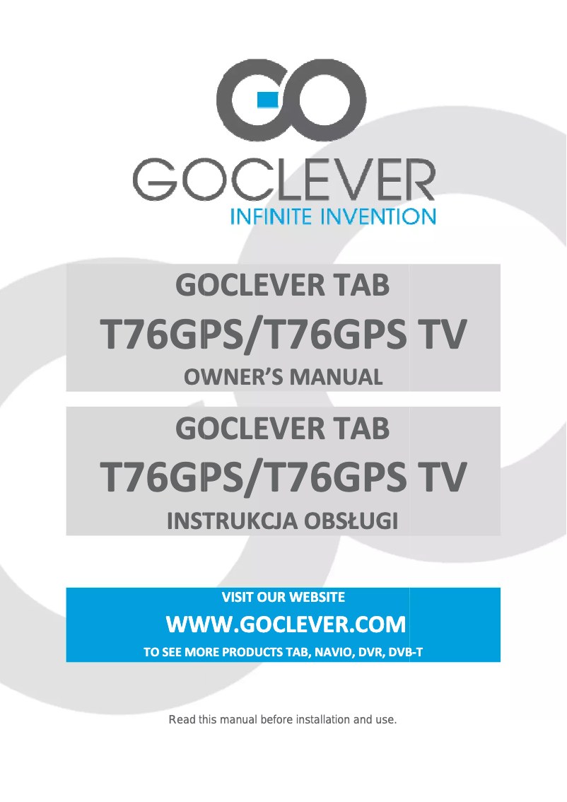 Page 1 de la notice Manuel utilisateur GoClever TAB T76