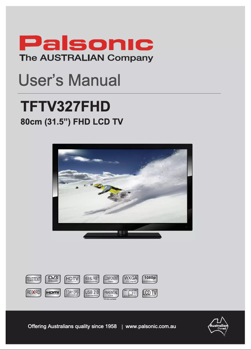 Page 1 de la notice Manuel utilisateur Palsonic TFTV327FHD