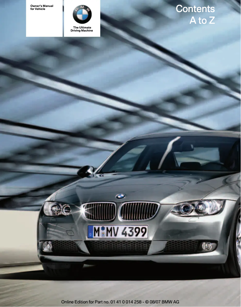 Page 1 de la notice Manuel utilisateur BMW 3 Series Coupe (2008)