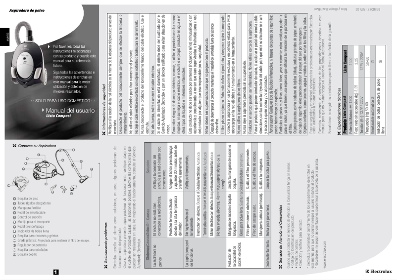 Page n°1 - Manuel utilisateur Electrolux Listo Compact