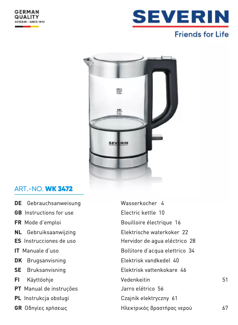 Image de la première page du manuel de l'appareil WK 3472