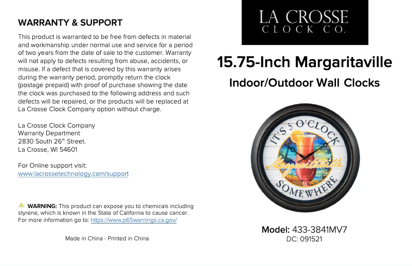 Page 1 de la notice Manuel utilisateur La Crosse Technology 433-3841MV7