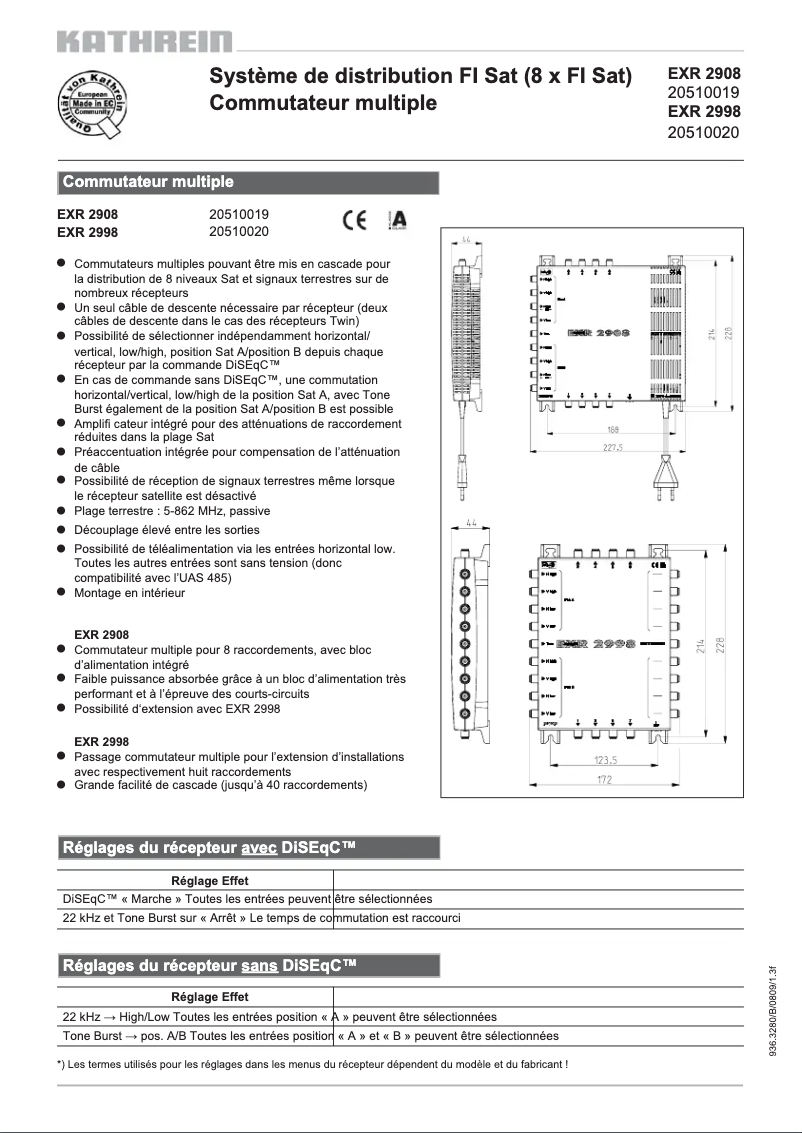 Page 1 de la notice Manuel utilisateur Kathrein EXR 2998