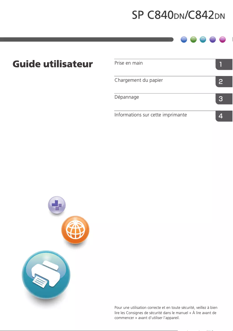 Image de la première page du manuel de l'appareil SP C842DN