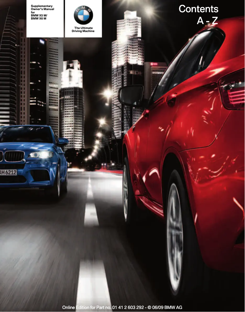 Page 1 de la notice Manuel utilisateur BMW X6 M (supplemental) (2010)