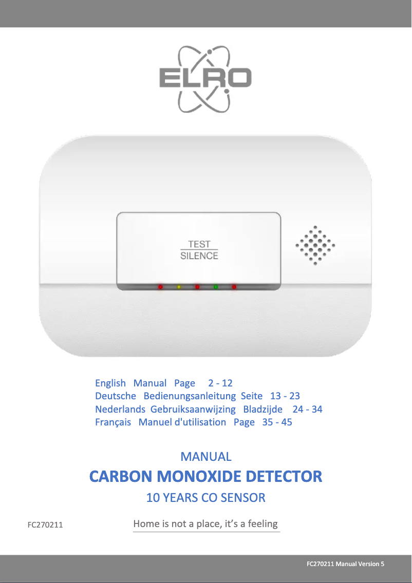 Page 1 de la notice Manuel utilisateur Elro FC270211