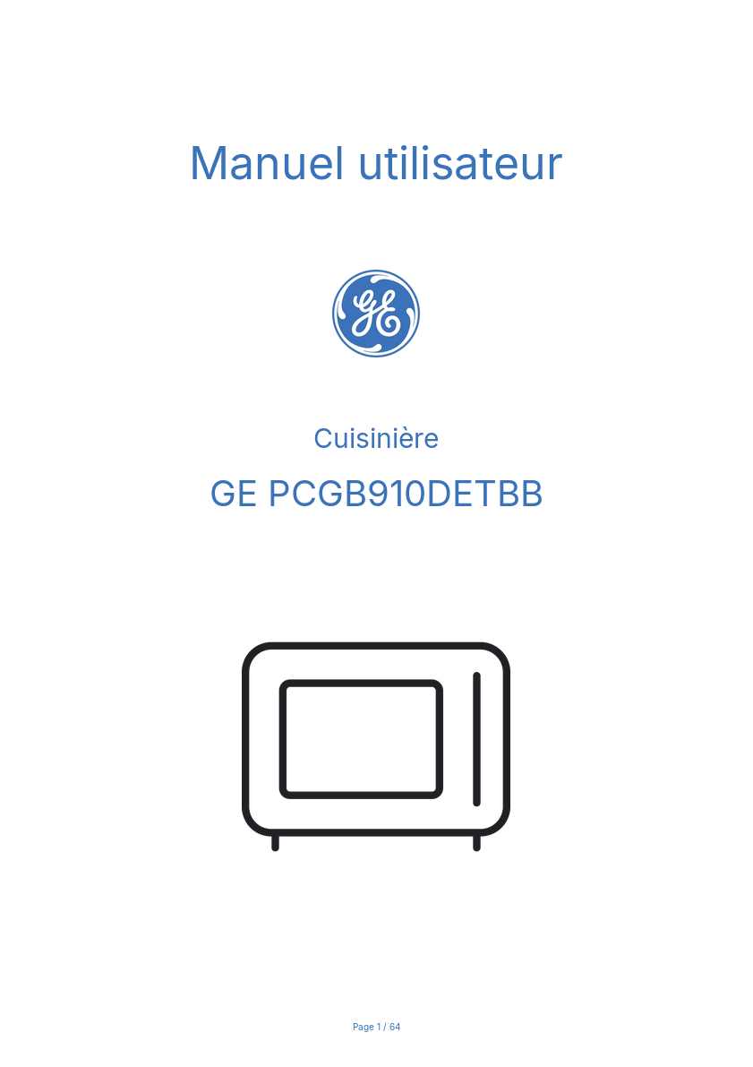 Image de la première page du manuel de l'appareil PCGB910DETBB