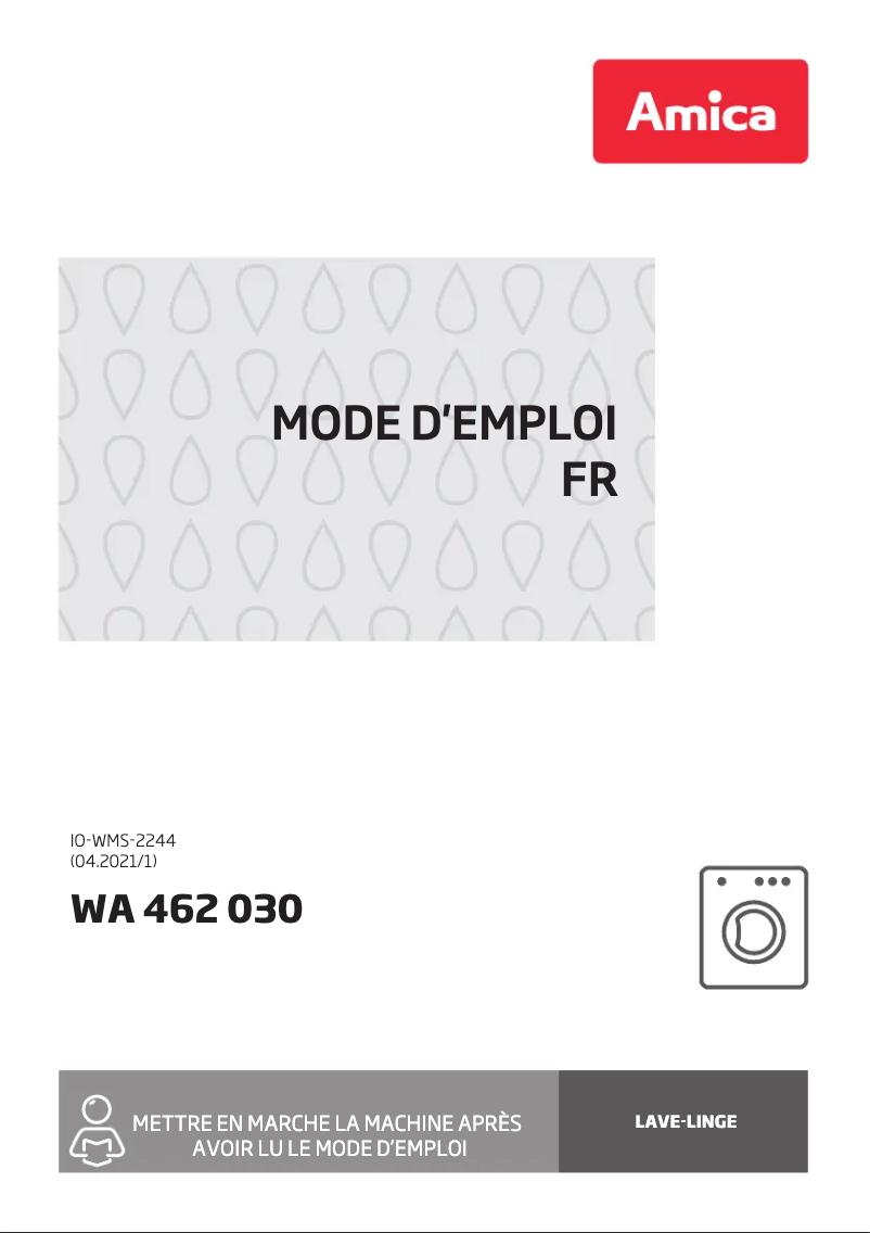 Page n°1 - Manuel utilisateur Amica WA 462 030
