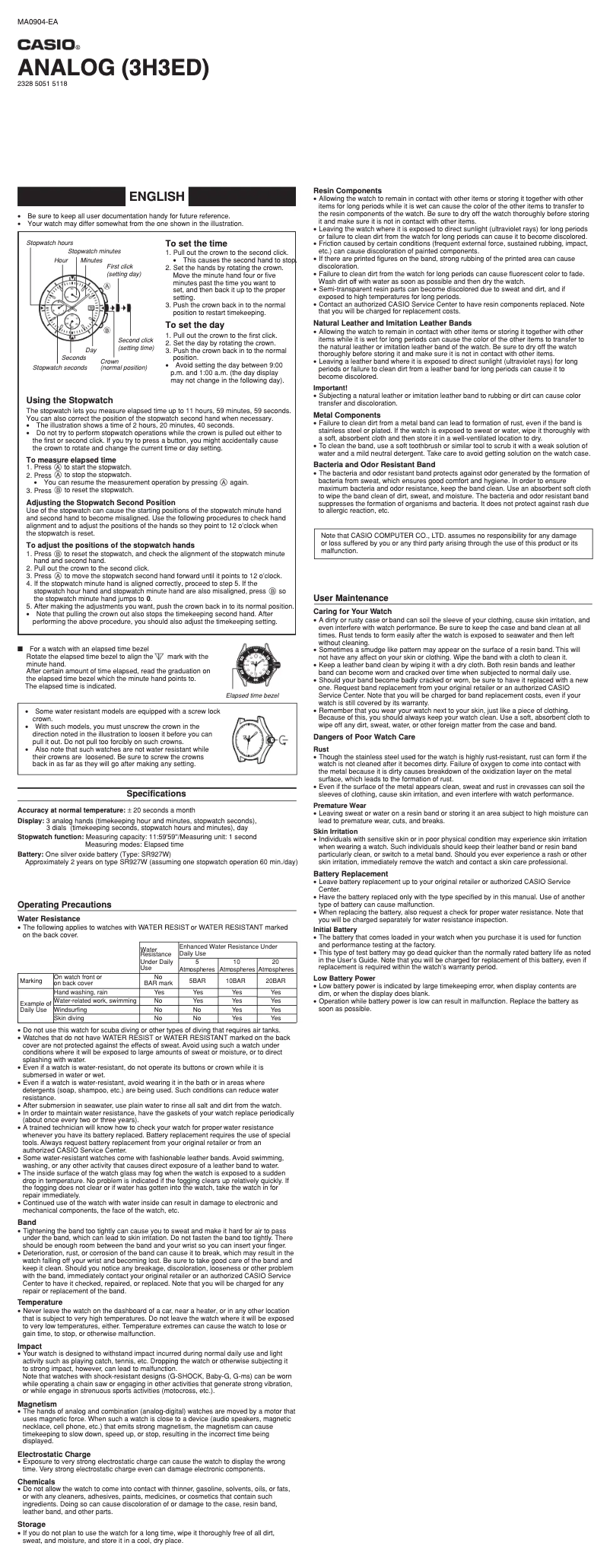 Page 1 de la notice Manuel utilisateur Casio EF503D-1AV