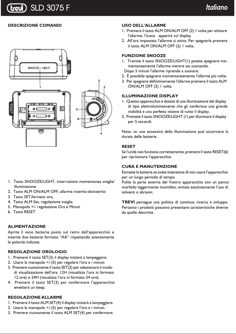 Page n°1 - Manuel utilisateur Trevi SLD 3075 F