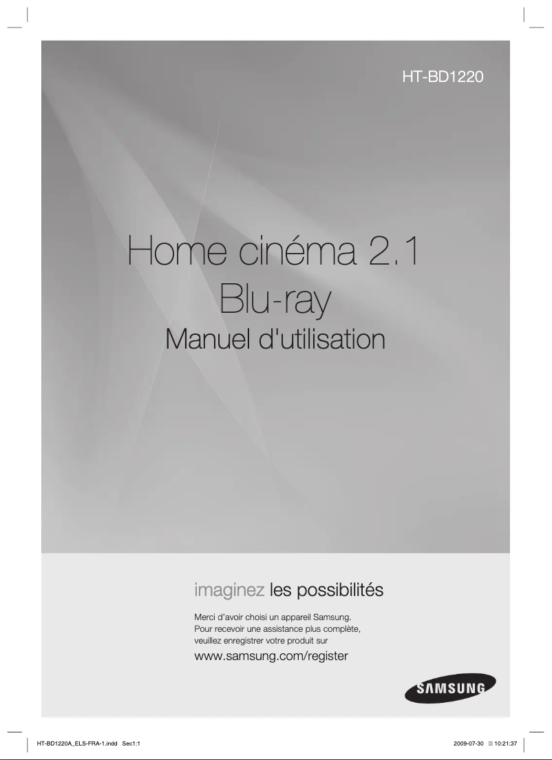 Page 1 de la notice Manuel utilisateur Samsung HT-BD1220