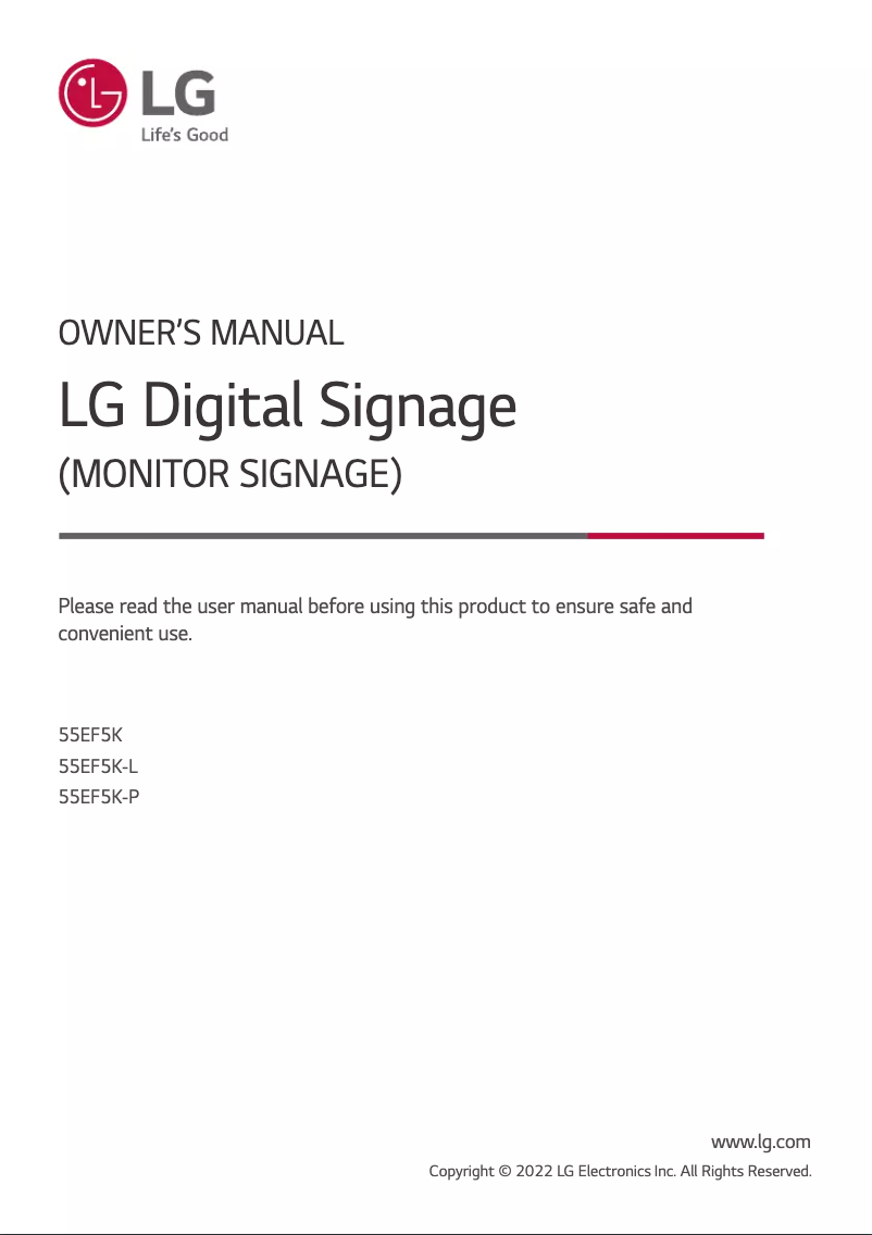 Image de la première page du manuel de l'appareil 55EF5KP