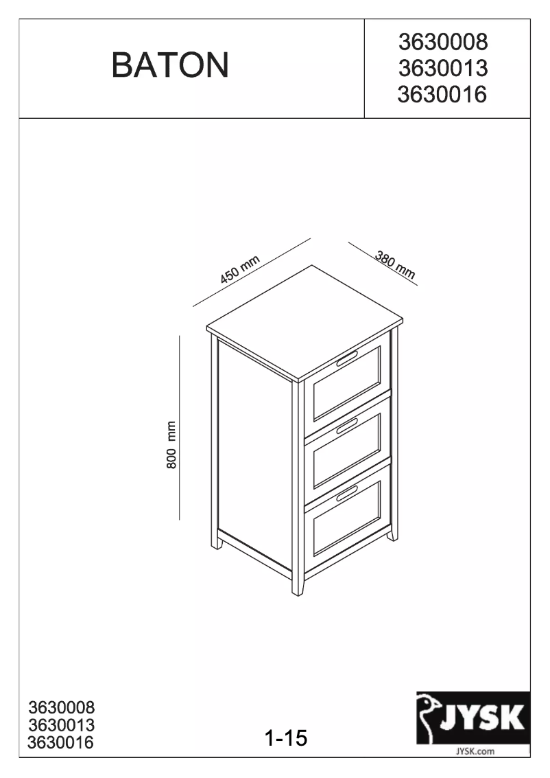 Page n°1 - Manuel utilisateur JYSK Bjerringbro (45x80x38)