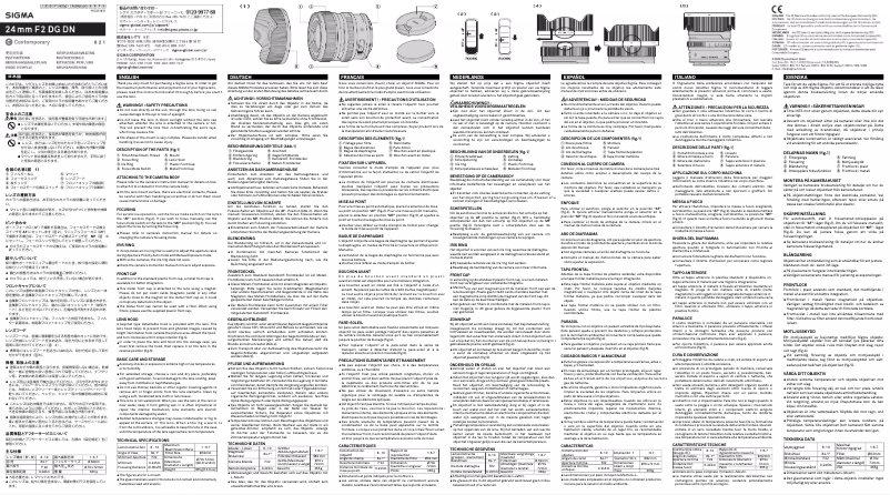 Page 1 de la notice Manuel utilisateur Sigma 24mm F2 DG DN