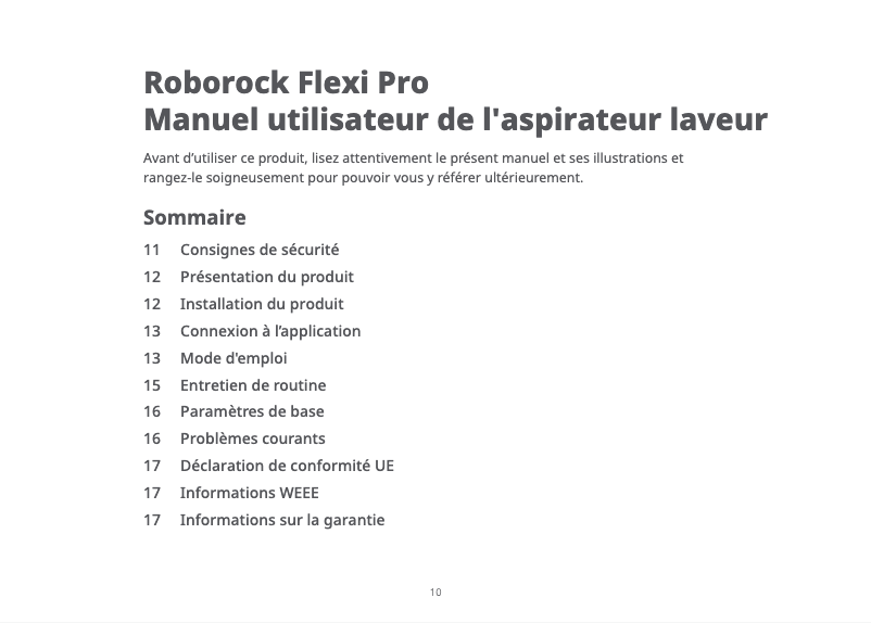 Page n°1 - Manuel utilisateur Roborock Flexi Pro