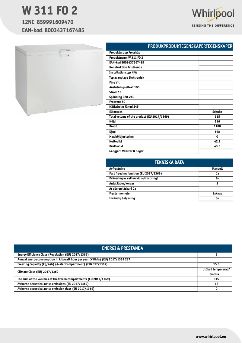 Image de la première page du manuel de l'appareil W 311 FO 2