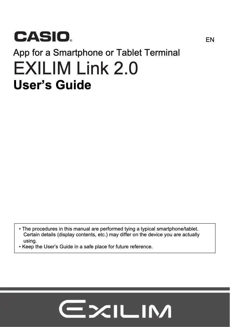 Image de la première page du manuel de l'appareil Exilim Link