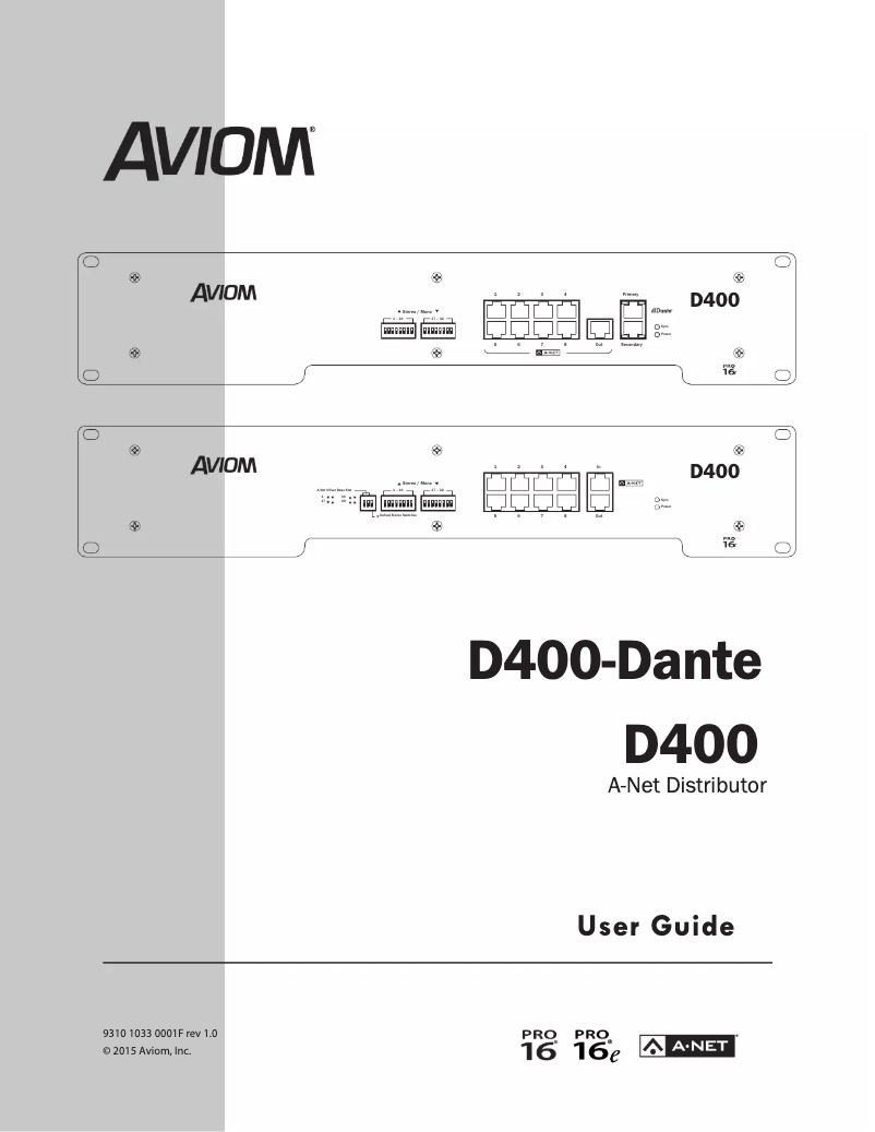 Page 1 de la notice Manuel utilisateur Aviom D400