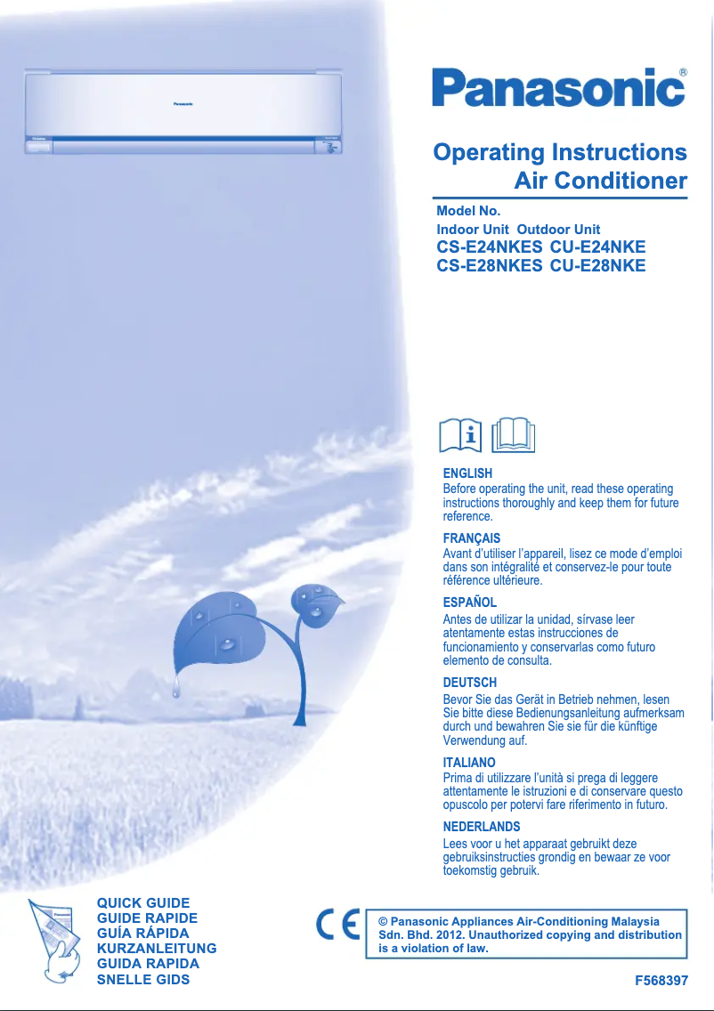 Page 1 de la notice Manuel utilisateur Panasonic CS-E28NKES